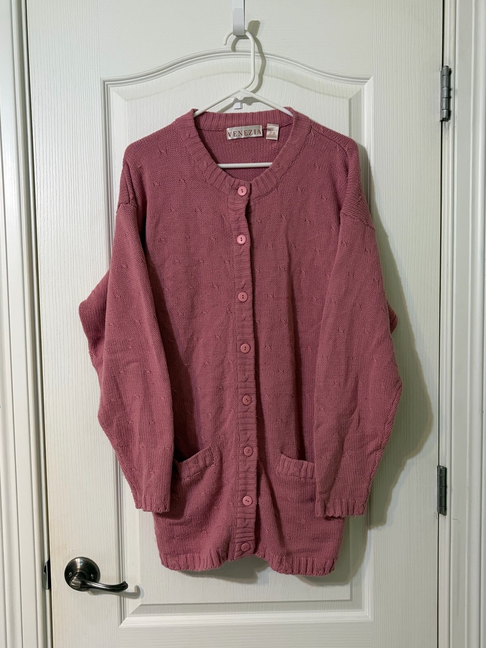 Vintage Venezia Dusty Rose Button-Front Knit Cardigan